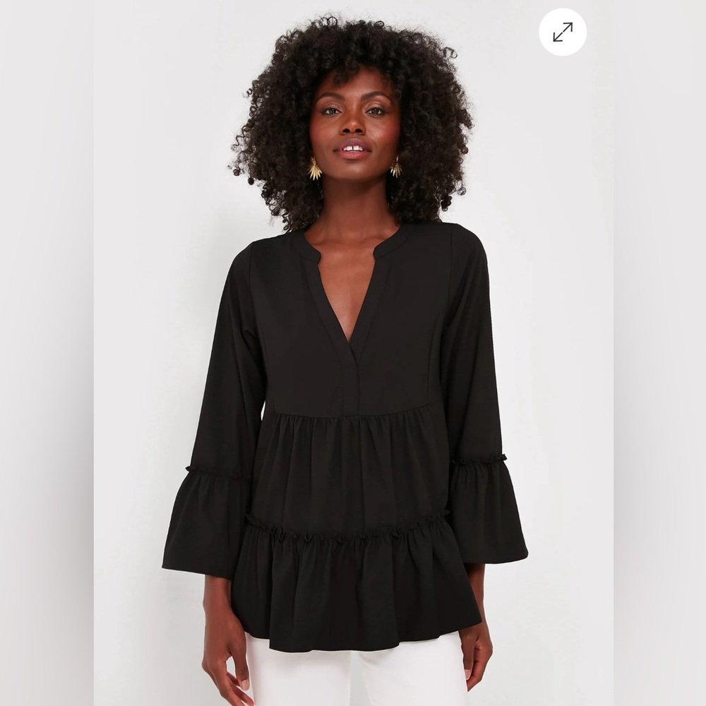 Pomander Place Black Crepe Kenzo Top Size XXL